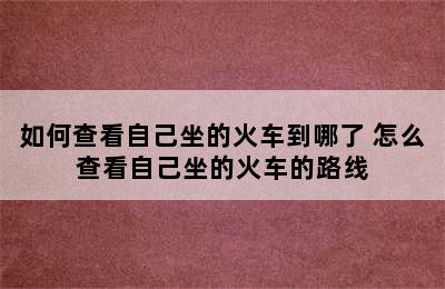 如何查看自己坐的火车到哪了 怎么查看自己坐的火车的路线